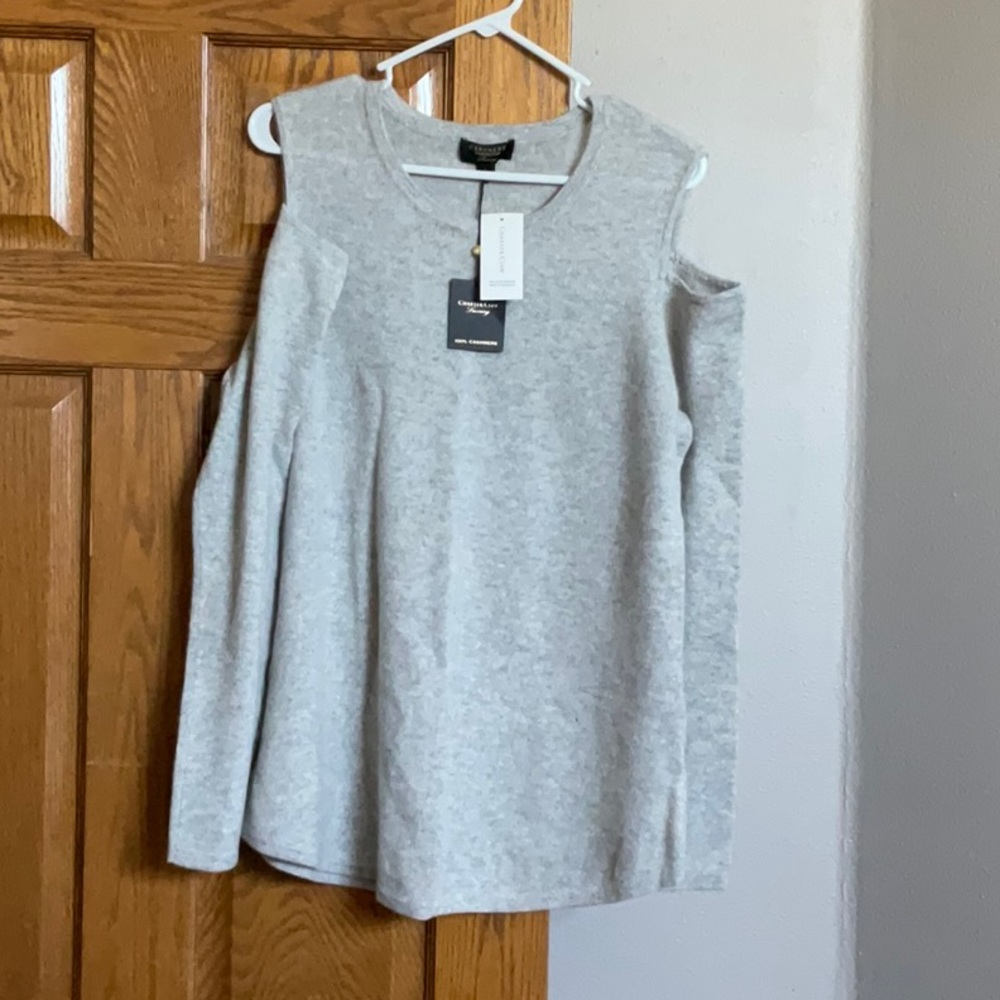 Ladies Cashmere Cold Shoulder Sweater